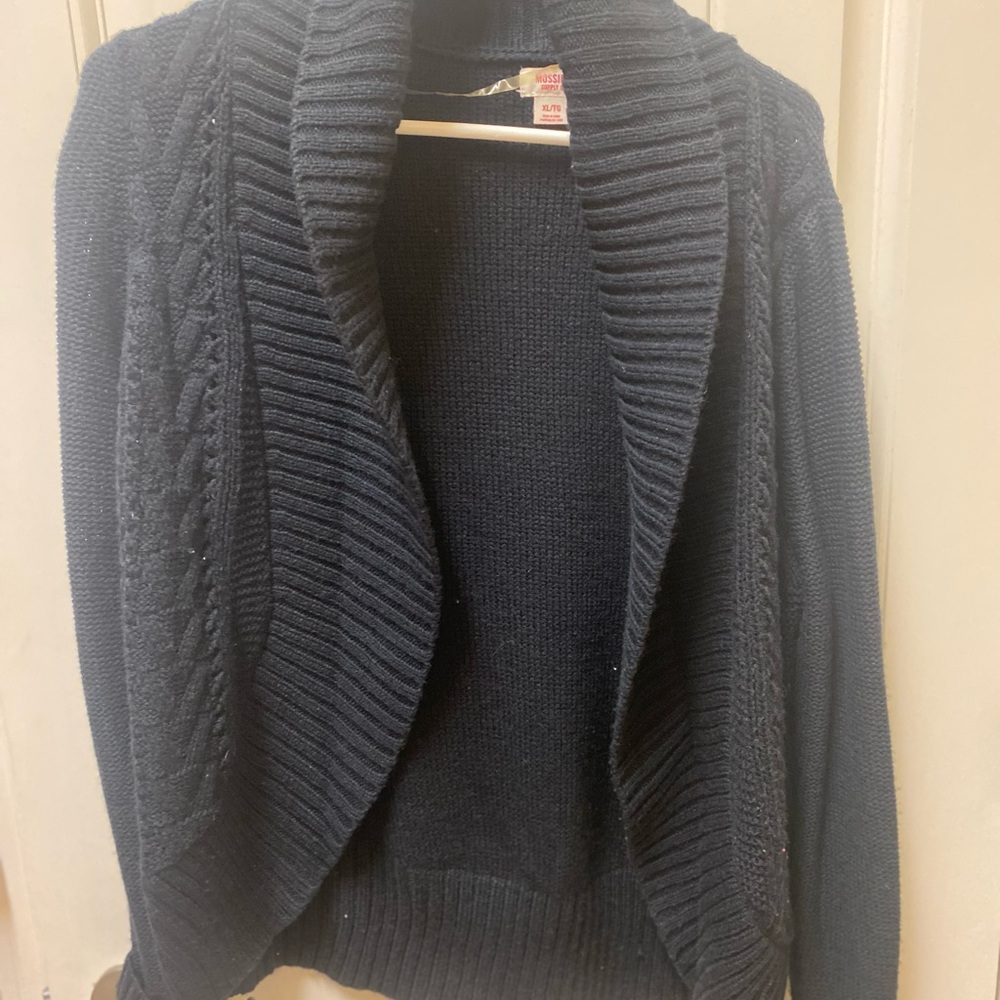 Massimo Black and Tan Cardigan Sweaters Shawl Collar - Picture 2 of 10